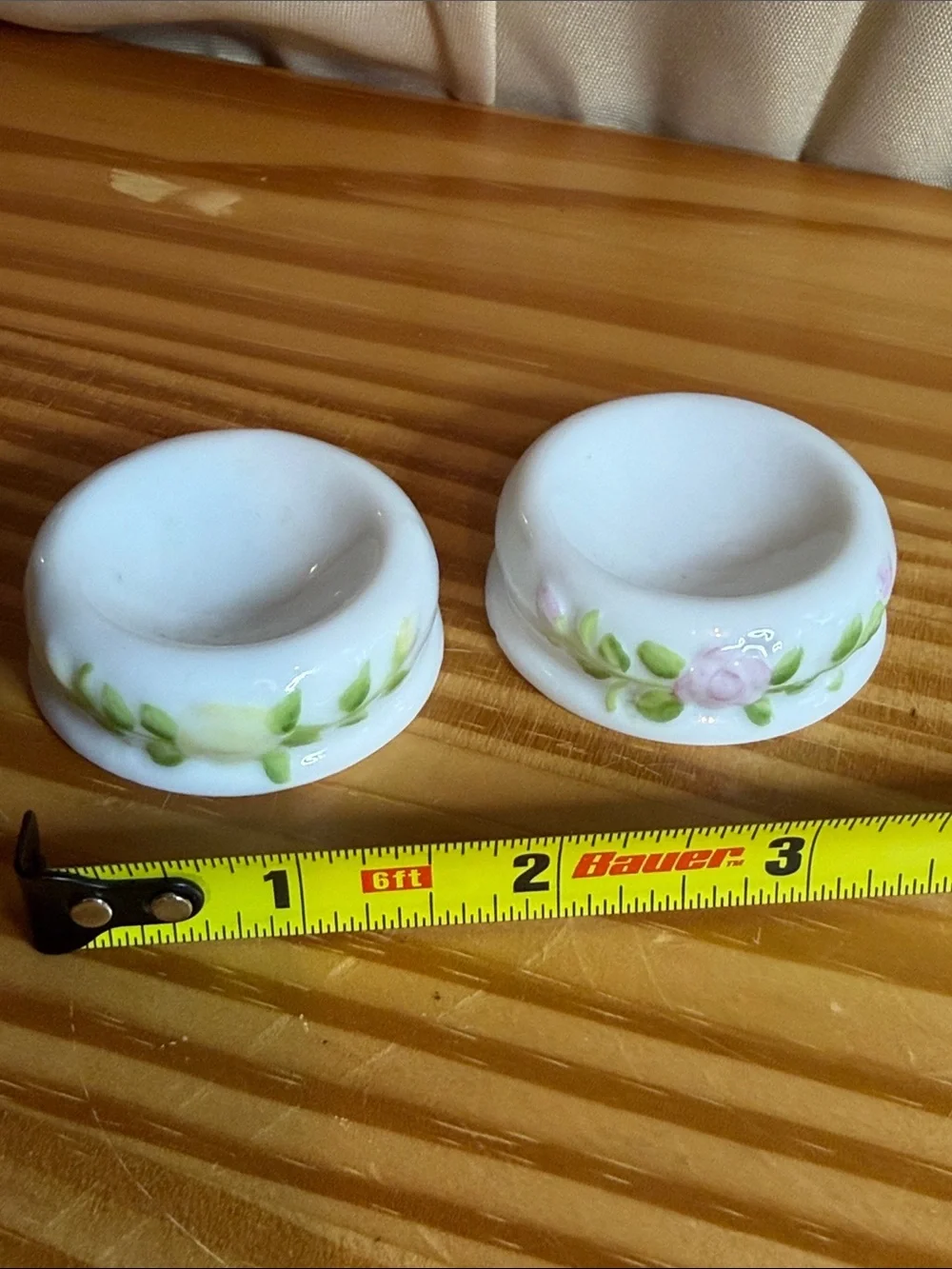 Ebeling & Reuss Hand-Painted Milk Glass Salt Cellars / Dips - Set of 2